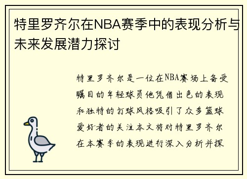特里罗齐尔在NBA赛季中的表现分析与未来发展潜力探讨